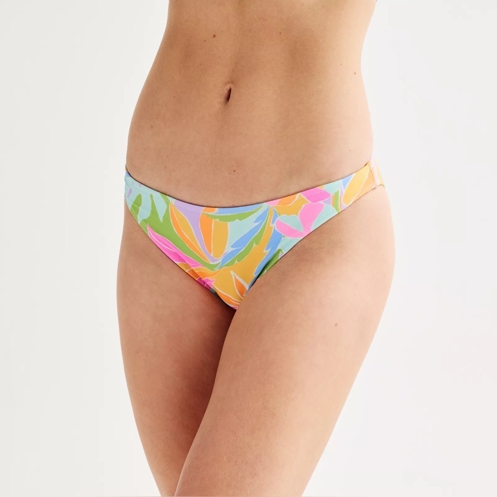 Ninety-Nine° Reversible Island Paradise High Leg V-Waist Cheeky Swim Bottoms L